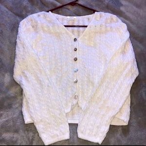White Light Academia Button up Knit Sweater | Size Medium